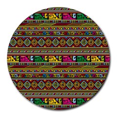 Traditional Africa Border Wallpaper Pattern Colored Round Mousepads by EDDArt