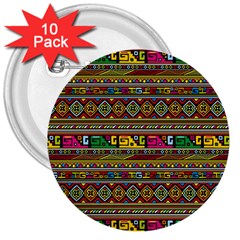 Traditional Africa Border Wallpaper Pattern Colored 3  Buttons (10 Pack)  by EDDArt