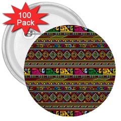 Traditional Africa Border Wallpaper Pattern Colored 3  Buttons (100 Pack)  by EDDArt