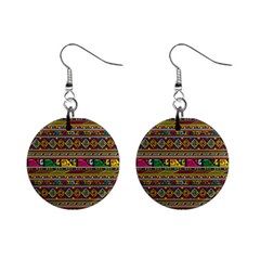 Traditional Africa Border Wallpaper Pattern Colored Mini Button Earrings by EDDArt