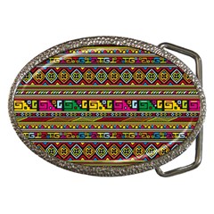 Traditional Africa Border Wallpaper Pattern Colored Belt Buckles by EDDArt