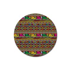 Traditional Africa Border Wallpaper Pattern Colored Magnet 3  (round) by EDDArt