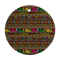 Traditional Africa Border Wallpaper Pattern Colored Round Ornament (two Sides) by EDDArt