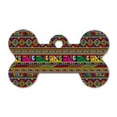 Traditional Africa Border Wallpaper Pattern Colored Dog Tag Bone (one Side) by EDDArt