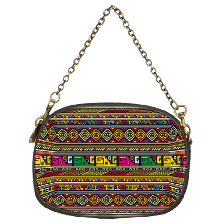 Traditional Africa Border Wallpaper Pattern Colored Chain Purse (Two Sides)