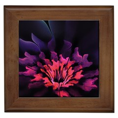 Floral Pink Fractal Painting Framed Tiles by Pakrebo