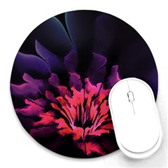 Floral Pink Fractal Painting Round Mousepads by Pakrebo