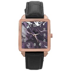 Purple Marble Digital Abstract Rose Gold Leather Watch  by Pakrebo