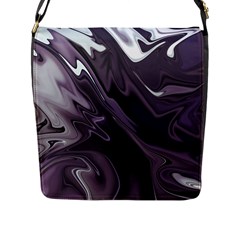 Purple Marble Digital Abstract Flap Closure Messenger Bag (l) by Pakrebo