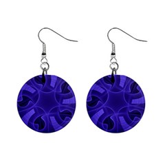 Fractal Blue Star Abstract Mini Button Earrings by Pakrebo