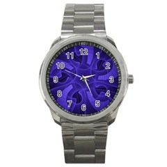 Fractal Blue Star Abstract Sport Metal Watch by Pakrebo