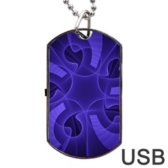 Fractal Blue Star Abstract Dog Tag Usb Flash (one Side) by Pakrebo