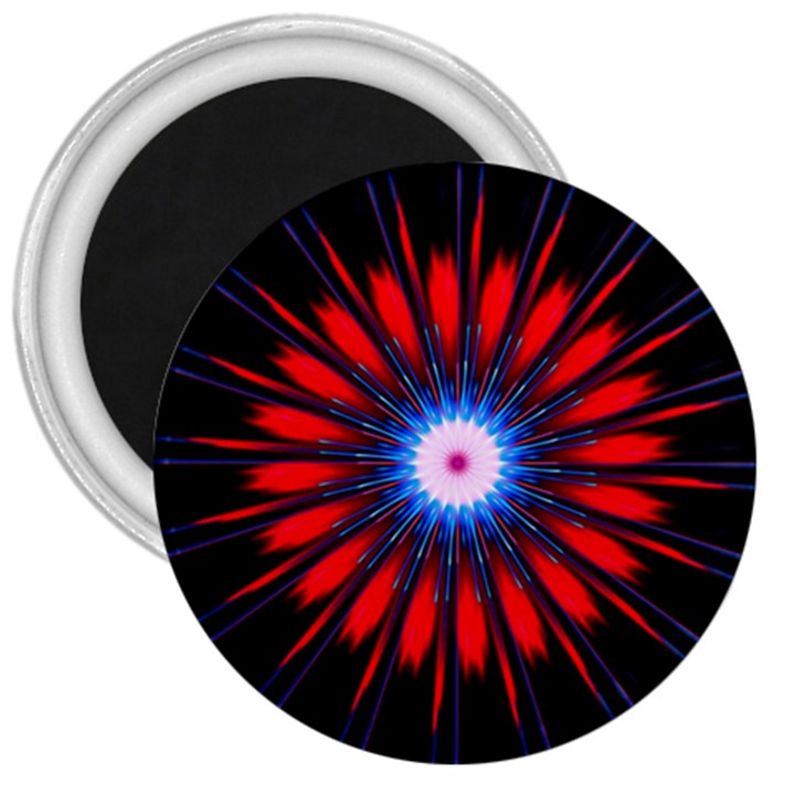 Red White Blue Burst Fractal 3  Magnets