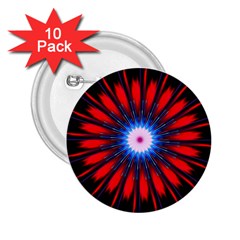 Red White Blue Burst Fractal 2 25  Buttons (10 Pack)  by Pakrebo