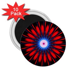 Red White Blue Burst Fractal 2 25  Magnets (10 Pack)  by Pakrebo