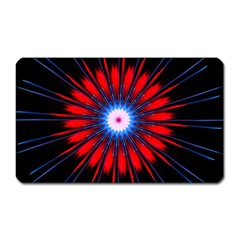 Red White Blue Burst Fractal Magnet (rectangular) by Pakrebo