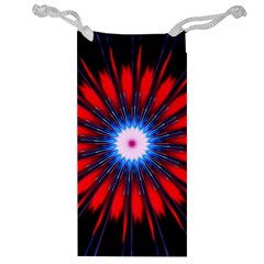 Red White Blue Burst Fractal Jewelry Bag by Pakrebo