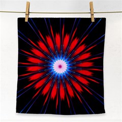 Red White Blue Burst Fractal Face Towel by Pakrebo