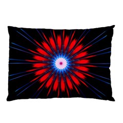 Red White Blue Burst Fractal Pillow Case by Pakrebo