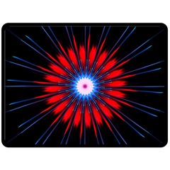 Red White Blue Burst Fractal Fleece Blanket (large)  by Pakrebo