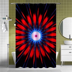 Red White Blue Burst Fractal Shower Curtain 48  X 72  (small)  by Pakrebo