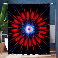 Red White Blue Burst Fractal Shower Curtain 60  X 72  (medium)  by Pakrebo