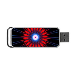 Red White Blue Burst Fractal Portable Usb Flash (one Side) by Pakrebo