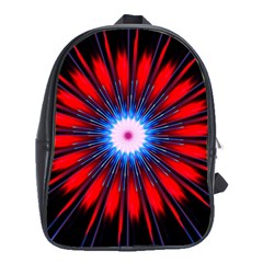 Red White Blue Burst Fractal School Bag (xl) by Pakrebo