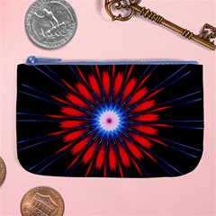 Red White Blue Burst Fractal Large Coin Purse by Pakrebo