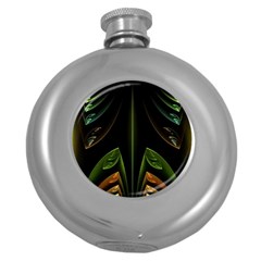 Fractal Texture Pattern Flame Round Hip Flask (5 Oz) by Pakrebo