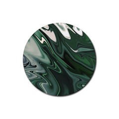 Green Marble Digital Abstract Rubber Round Coaster (4 Pack)  by Pakrebo