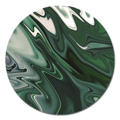 Green Marble Digital Abstract Magnet 5  (round) by Pakrebo