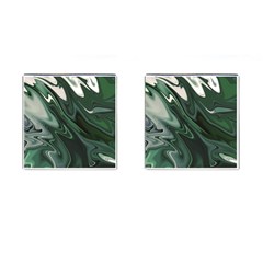 Green Marble Digital Abstract Cufflinks (square) by Pakrebo