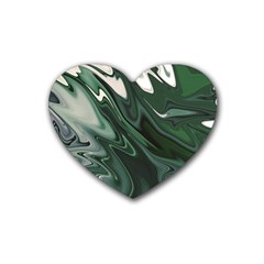 Green Marble Digital Abstract Heart Coaster (4 Pack)  by Pakrebo