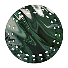 Green Marble Digital Abstract Round Filigree Ornament (two Sides) by Pakrebo