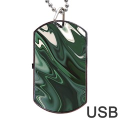 Green Marble Digital Abstract Dog Tag Usb Flash (one Side) by Pakrebo