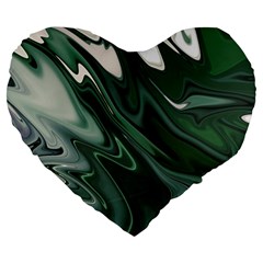 Green Marble Digital Abstract Large 19  Premium Heart Shape Cushions by Pakrebo