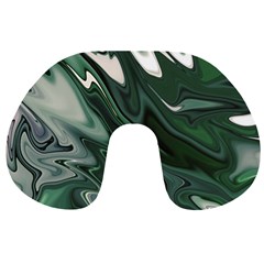 Green Marble Digital Abstract Travel Neck Pillow by Pakrebo