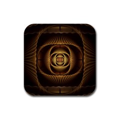 Fractal Copper Amber Abstract Rubber Square Coaster (4 Pack)  by Pakrebo