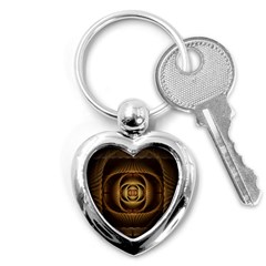 Fractal Copper Amber Abstract Key Chain (heart) by Pakrebo