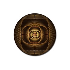 Fractal Copper Amber Abstract Magnet 3  (round) by Pakrebo