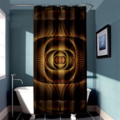 Fractal Copper Amber Abstract Shower Curtain 36  X 72  (stall)  by Pakrebo