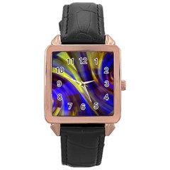 Soft Swirls Fractal Design Rose Gold Leather Watch  by Pakrebo