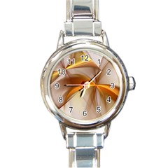 Abstract Gold White Background Round Italian Charm Watch by Pakrebo