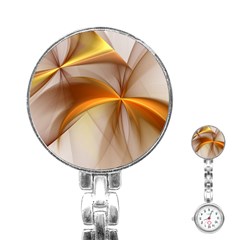 Abstract Gold White Background Stainless Steel Nurses Watch by Pakrebo