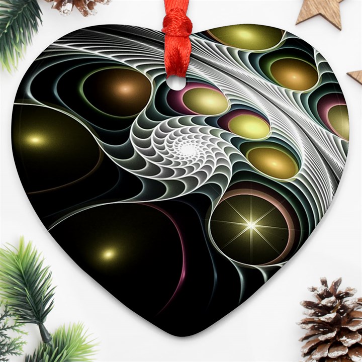 Fractal Bulbs Fantasy Curve Heart Ornament (Two Sides)