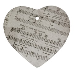 Sheet Music Paper Notes Antique Heart Ornament (two Sides) by Pakrebo