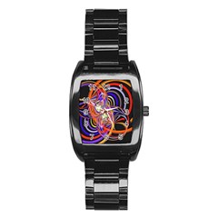 Multicolor Multi Color Circles Stainless Steel Barrel Watch by Pakrebo