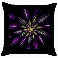 Fractal Flower Floral Abstract Throw Pillow Case (black) by Pakrebo