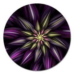 Fractal Flower Floral Abstract Magnet 5  (round) by Pakrebo